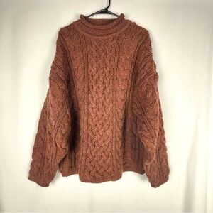 Men’s 100% Raw Wool 3D Cable Knit Sweater